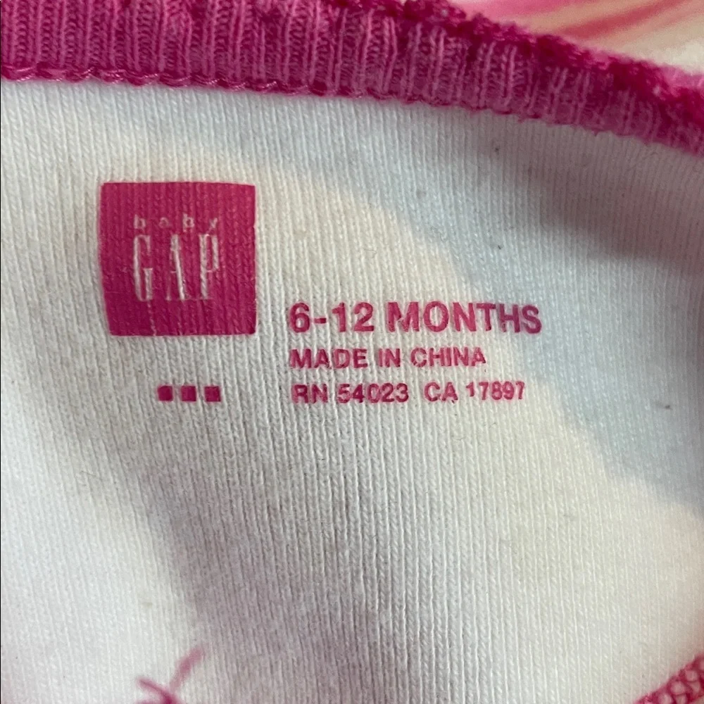 GAP Pink & White Striped Baby One-Piece Footie 6-12 M